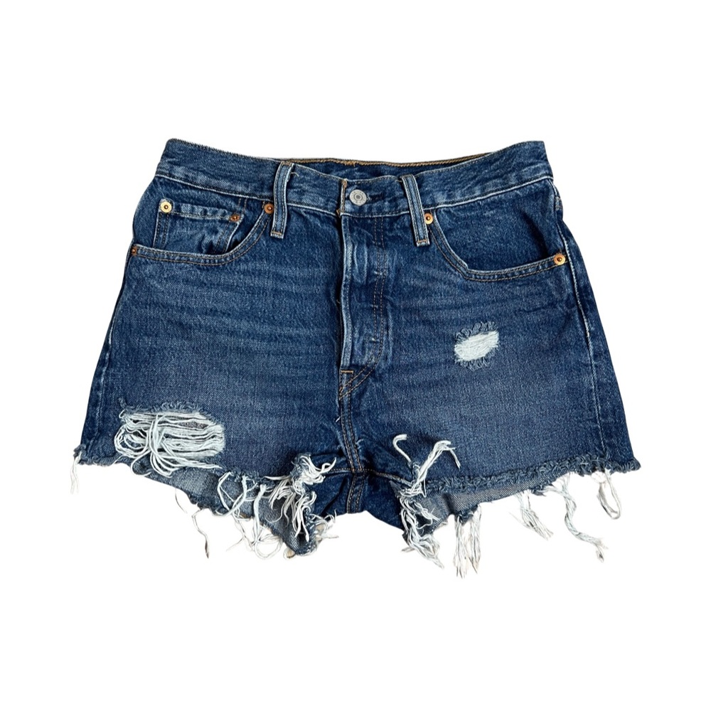 Levi's Blue Distressed Cut-Off Jean Shorts